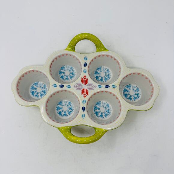 Anthropologie Cupcake POLAR GAZE Muffin Pan Handles Textured New Bone China - Picture 1 of 7